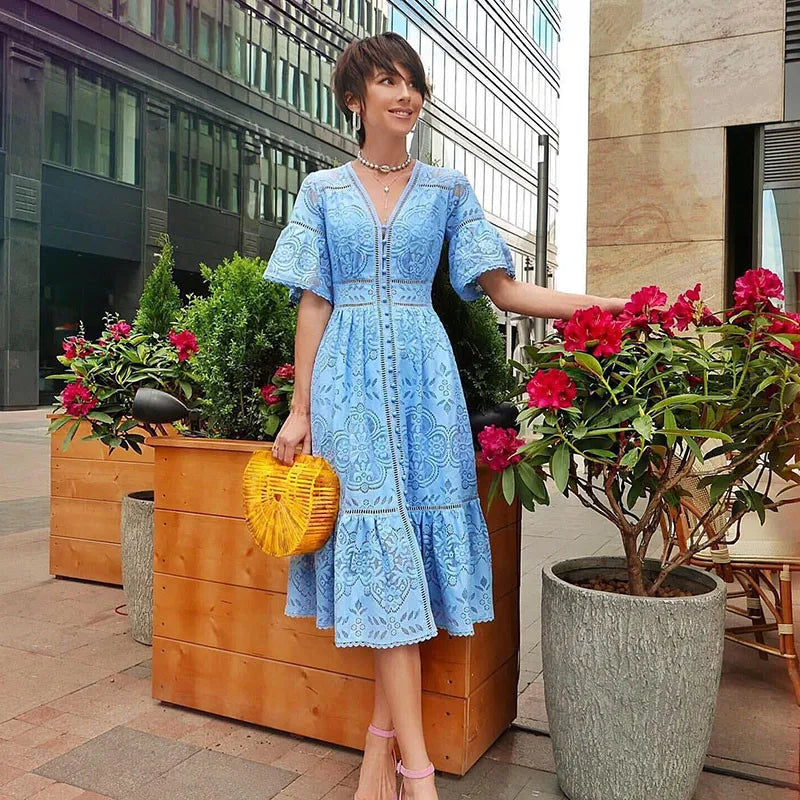 Vestido Longo de Renda Therese