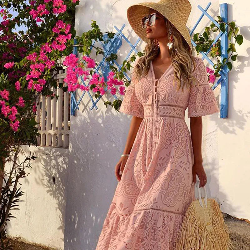 Vestido Longo de Renda Therese