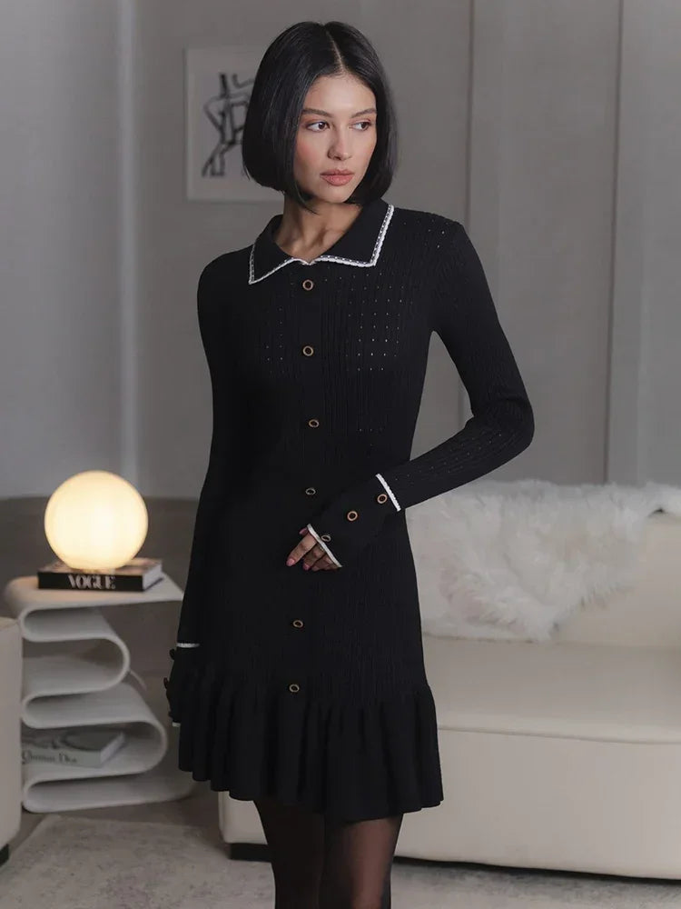 Vestido de Malha com Botão Mercedez
