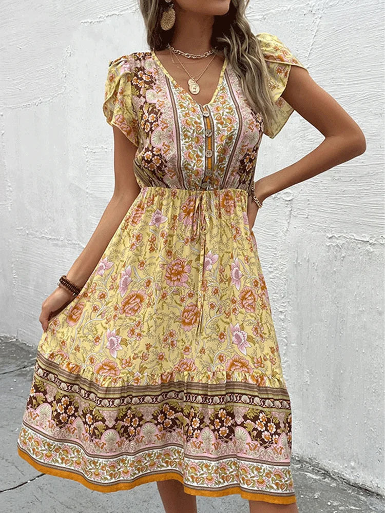 Vestido Midi Estampado Zephyra