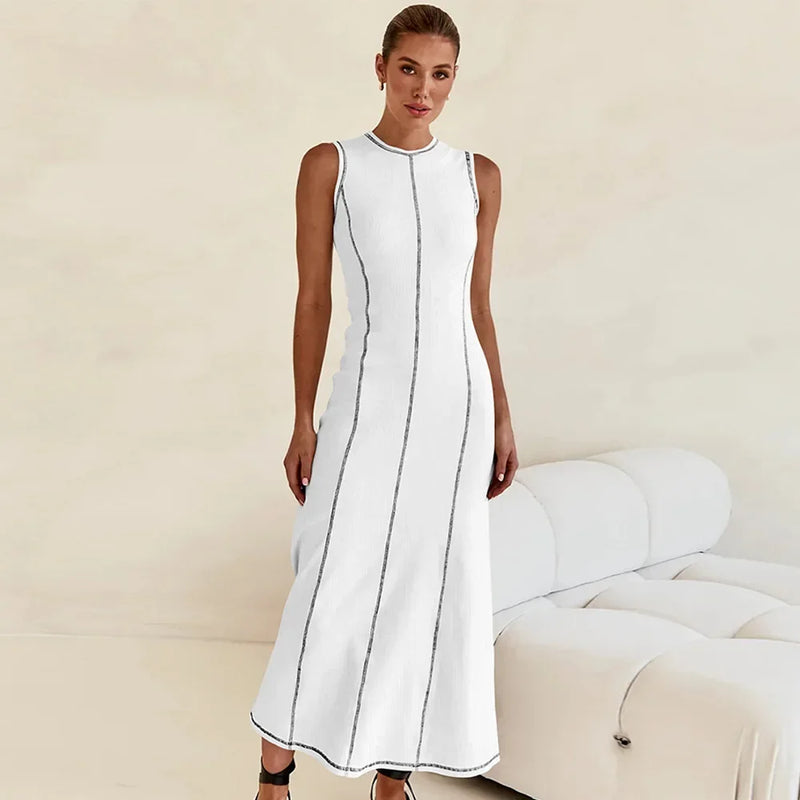 Vestido de Malha Longo e Sem Mangas Alcinia