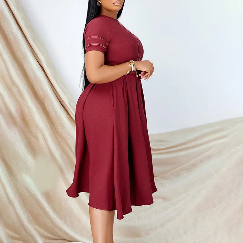 Vestido Plissado de Cintura Alta Giselle