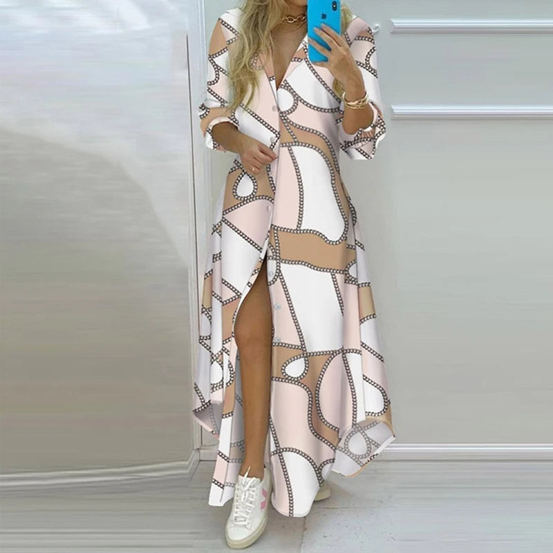 Vestido de Manga Longa Estampado Rosabelle