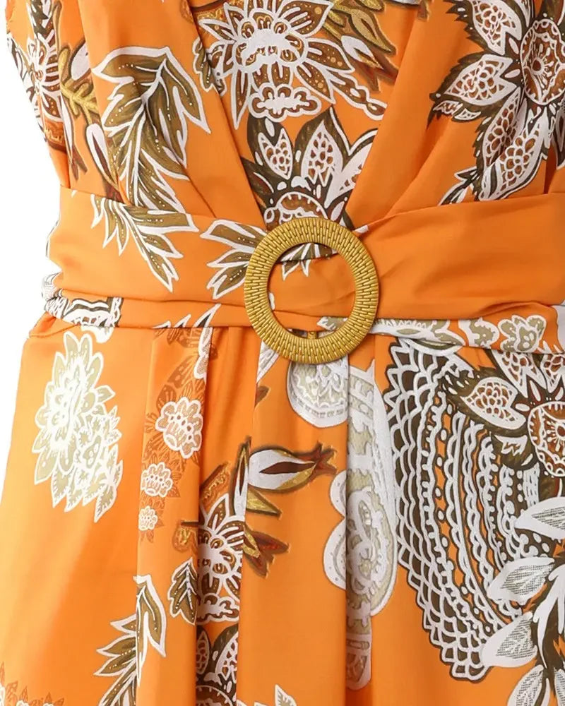 Vestido Estampado com Cinto Lorienne