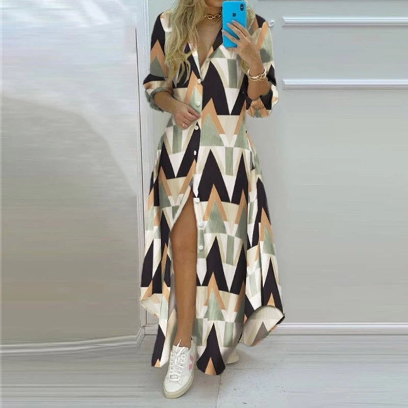 Vestido de Manga Longa Estampado Rosabelle