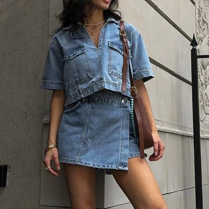 Conjunto Feminino Curto Jeans Brisa