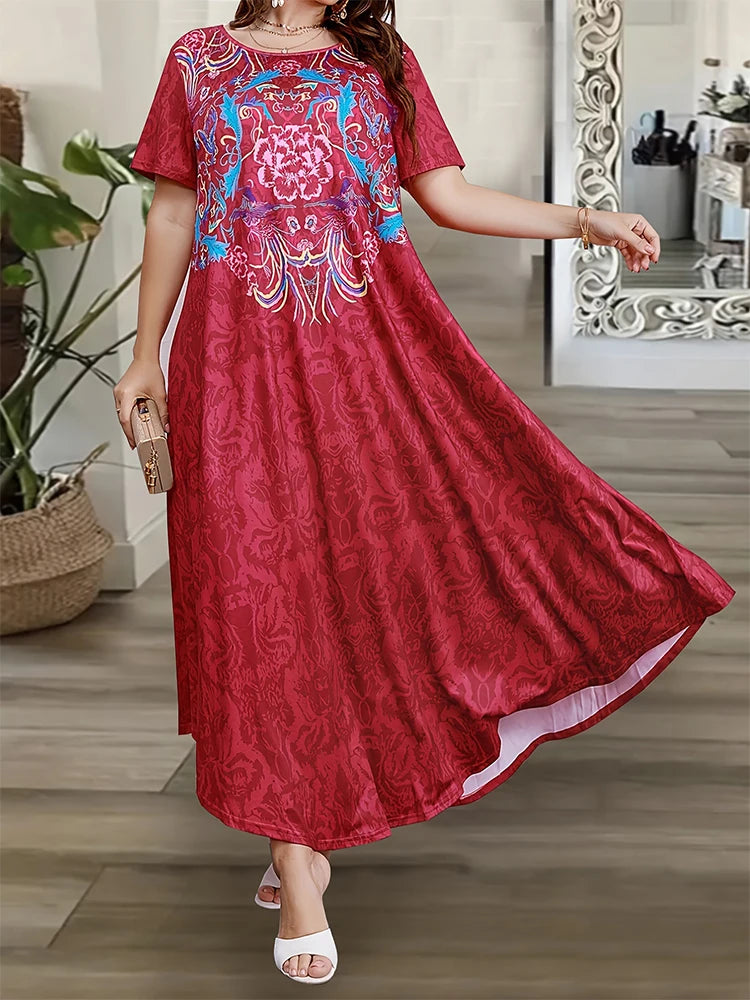 Vestido com Gola Redonda Estampado Josette