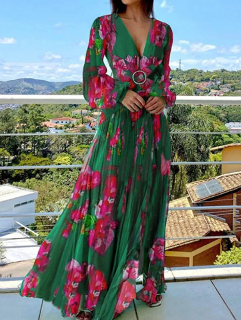 Vestido Longo Estampado Hermelinda
