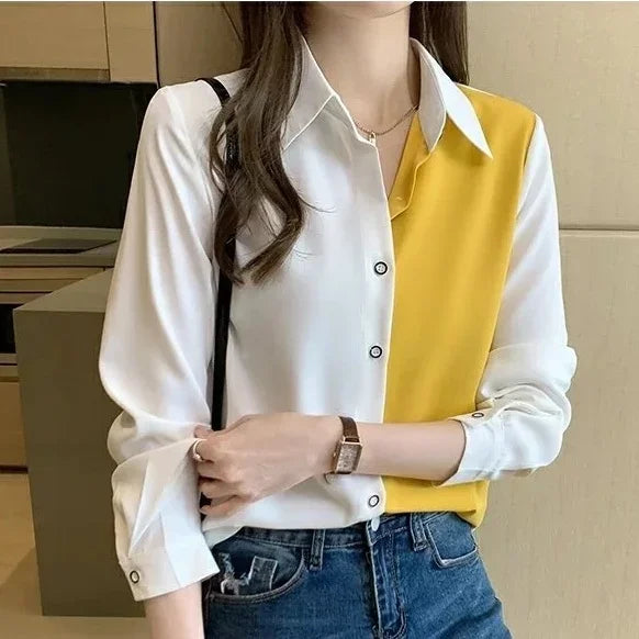 Camisa Feminina Social Duas Cores