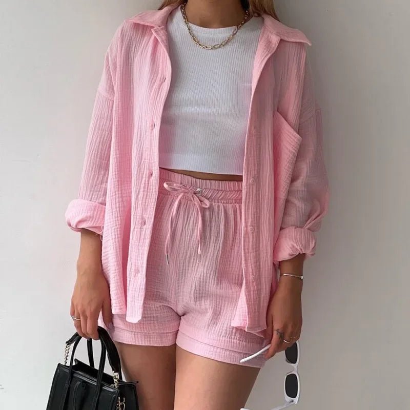 Conjunto Feminino Camisa Longa e Shorts - Vennanci