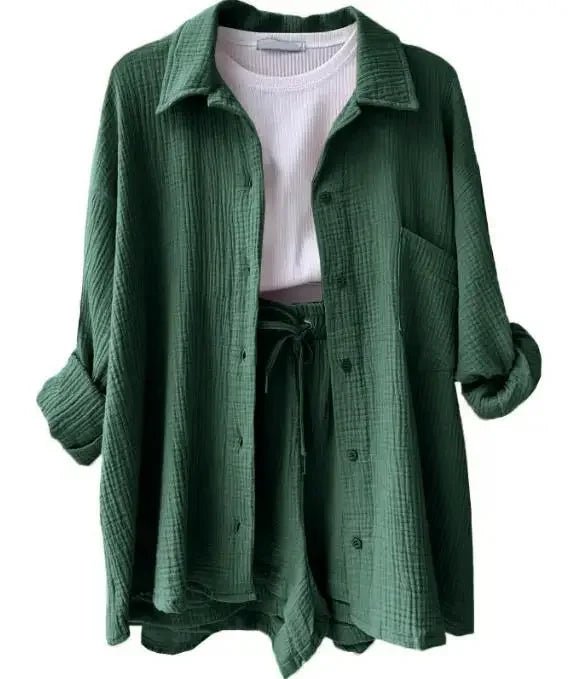 Conjunto Feminino Camisa Longa e Shorts - Vennanci