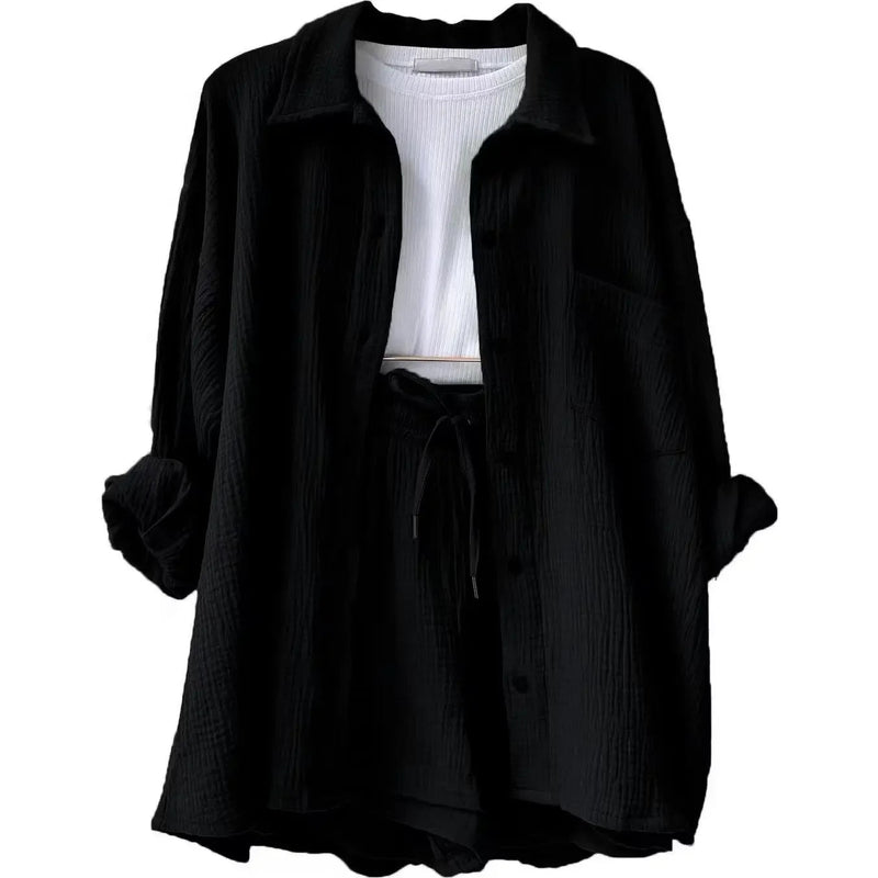 Conjunto Feminino Camisa Longa e Shorts - Vennanci