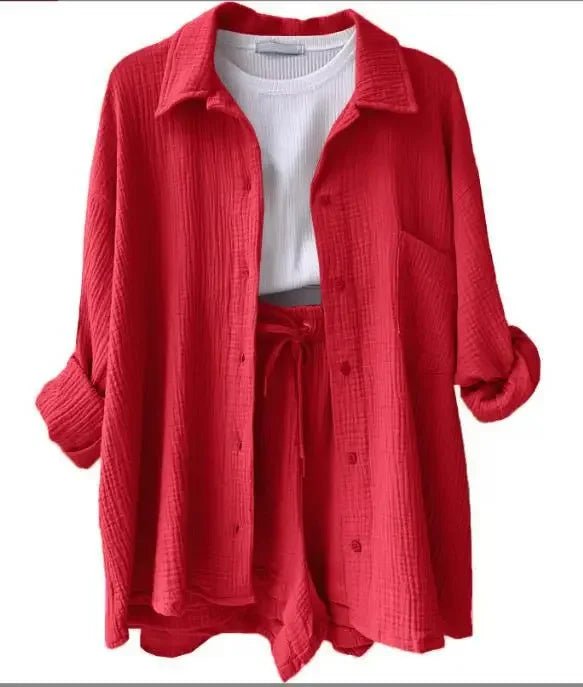 Conjunto Feminino Camisa Longa e Shorts - Vennanci