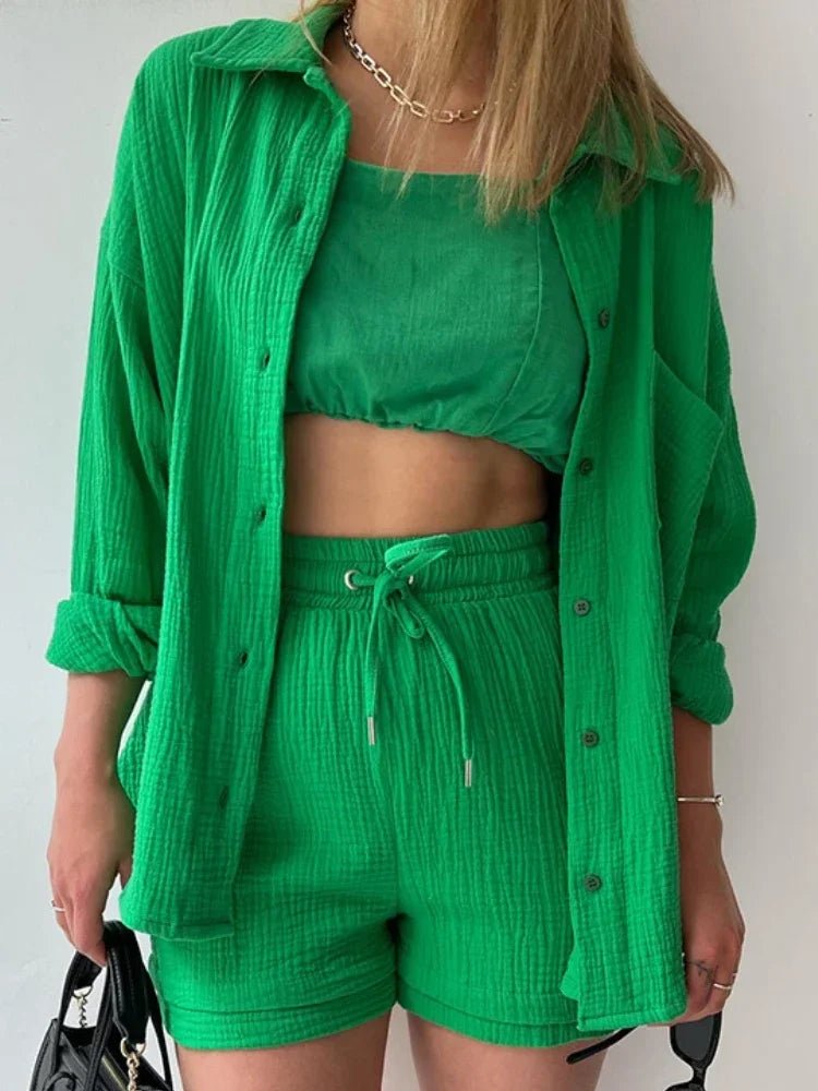 Conjunto Feminino Camisa Longa e Shorts - Vennanci