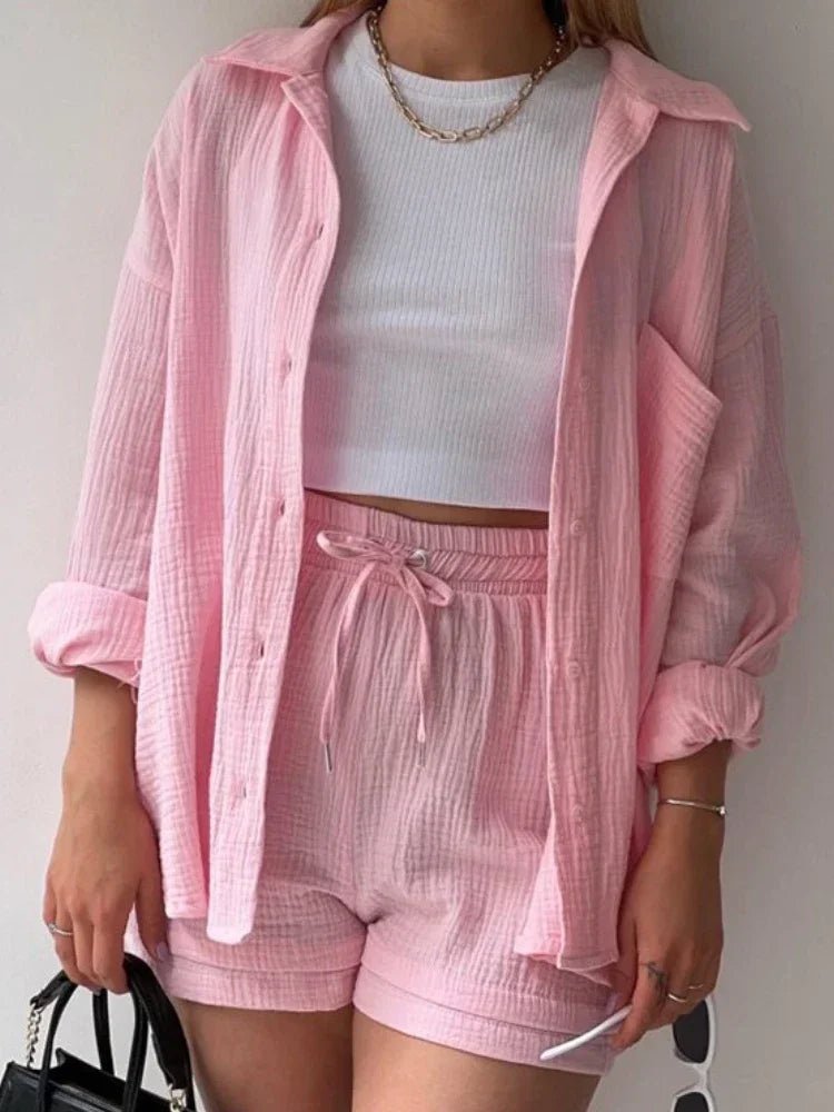Conjunto Feminino Camisa Longa e Shorts - Vennanci