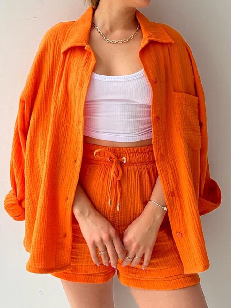 Conjunto Feminino Camisa Longa e Shorts - Vennanci
