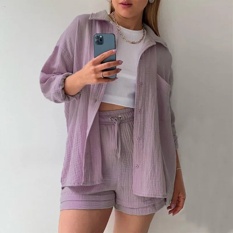 Conjunto Feminino Camisa Longa e Shorts - Vennanci