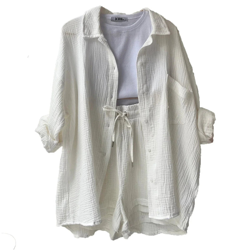 Conjunto Feminino Camisa Longa e Shorts - Vennanci