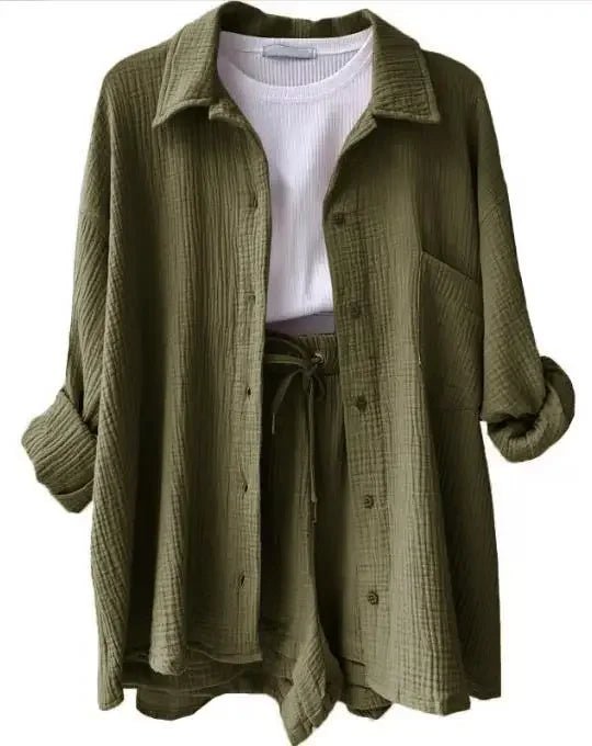 Conjunto Feminino Camisa Longa e Shorts - Vennanci