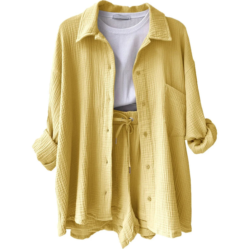 Conjunto Feminino Camisa Longa e Shorts - Vennanci