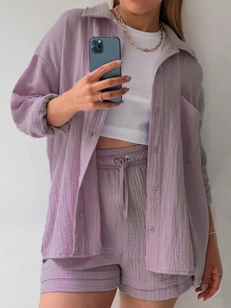 Conjunto Feminino Camisa Longa e Shorts - Vennanci