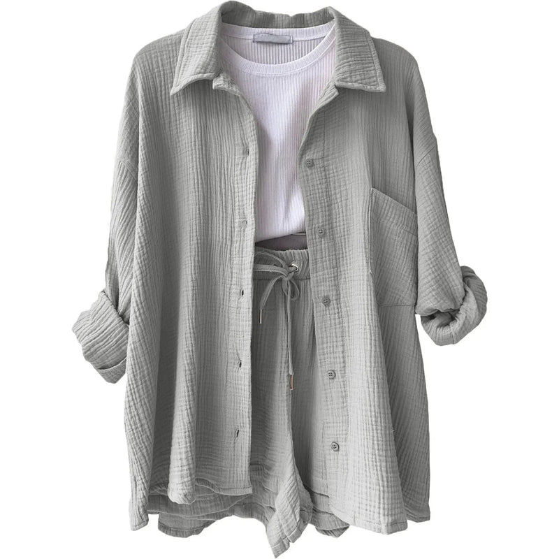 Conjunto Feminino Camisa Longa e Shorts - Vennanci