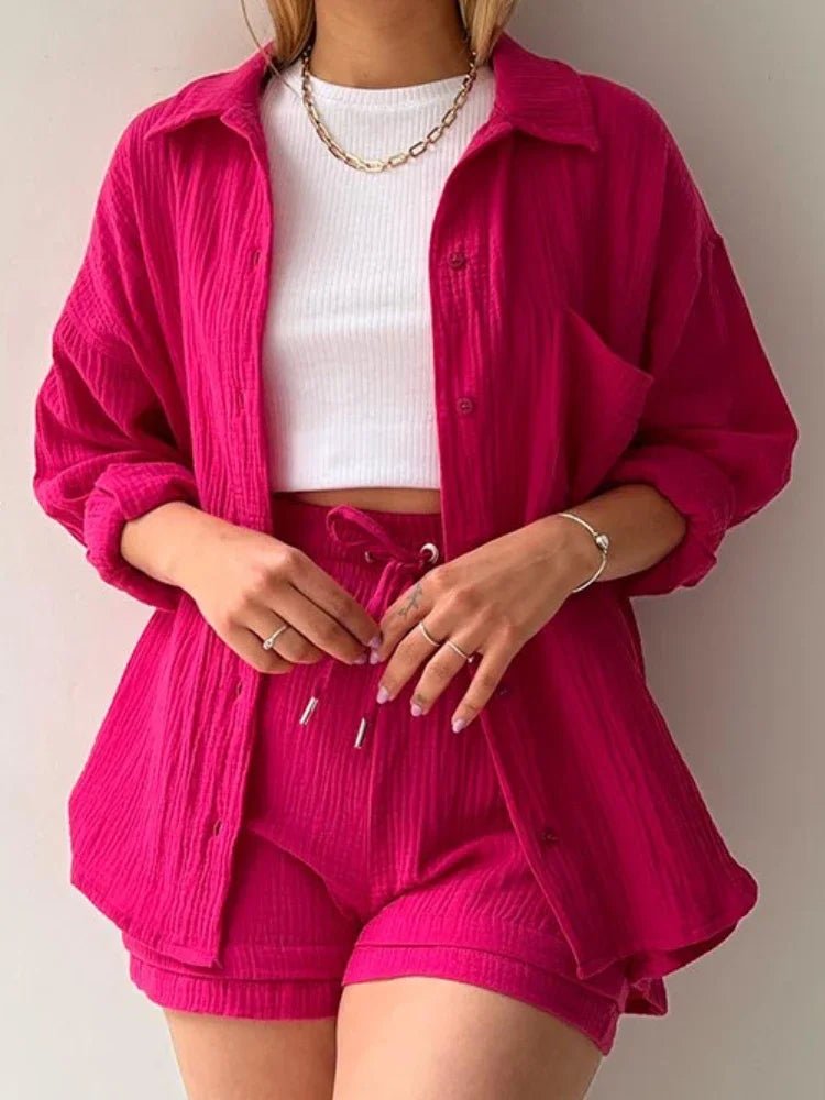 Conjunto Feminino Camisa Longa e Shorts - Vennanci