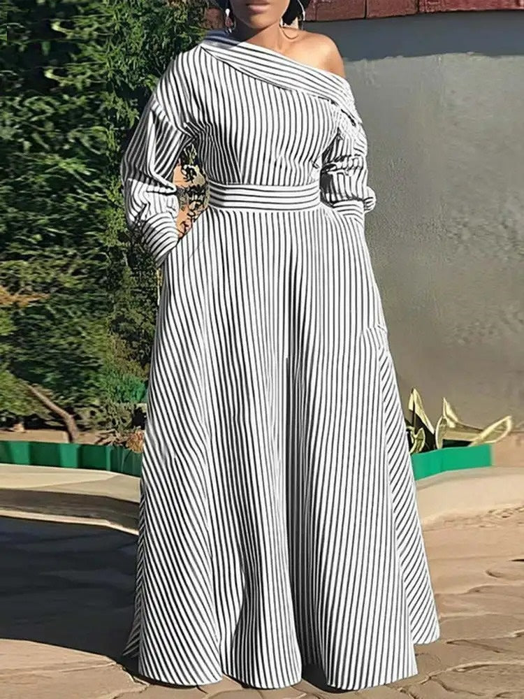 Vestido Longo Listrado Zafira
