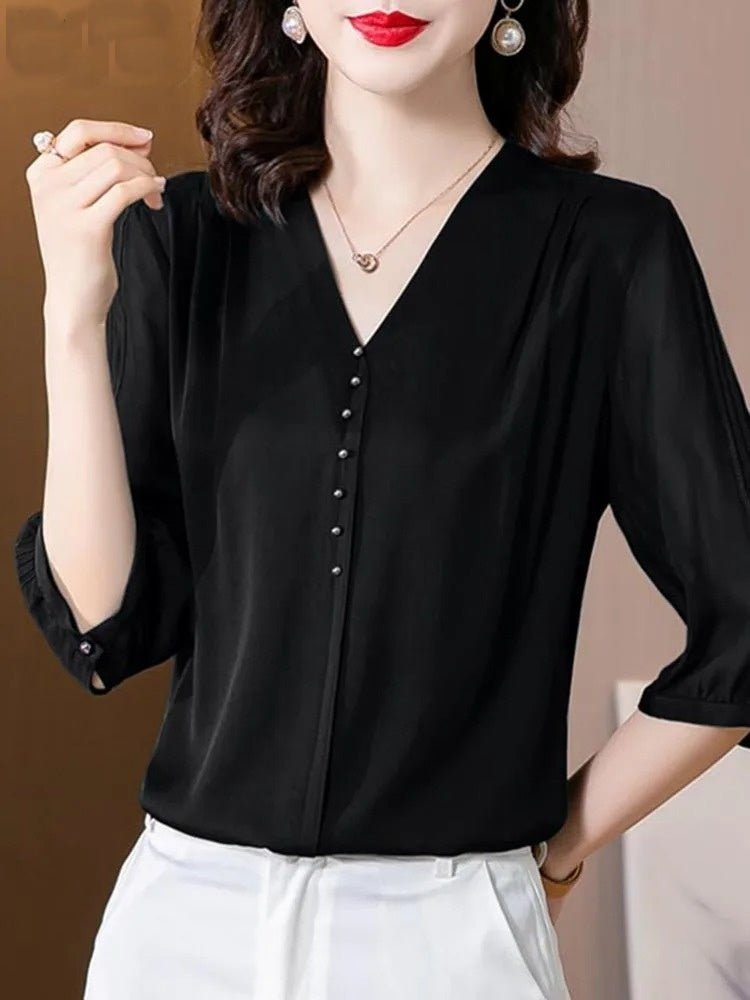 Camisa Feminina Social de Cetim Valeriana