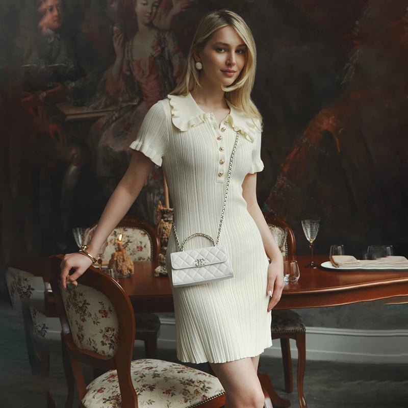 Vestido Curto com Babados de Cintura Alta - Vennanci