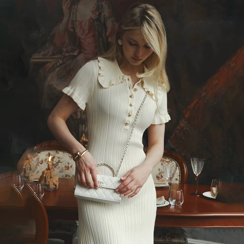 Vestido Curto com Babados de Cintura Alta - Vennanci