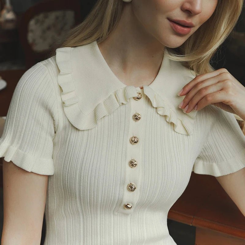 Vestido Curto com Babados de Cintura Alta - Vennanci