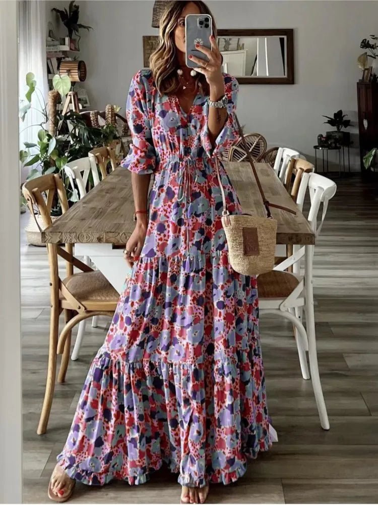 Vestido Feminino Longo Estampado Sienna - Vennanci