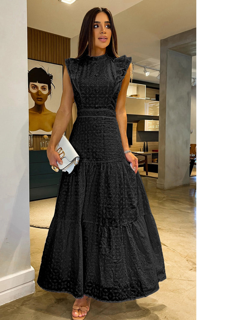 Vestido Feminino Longo Manga Voadora - Vennanci