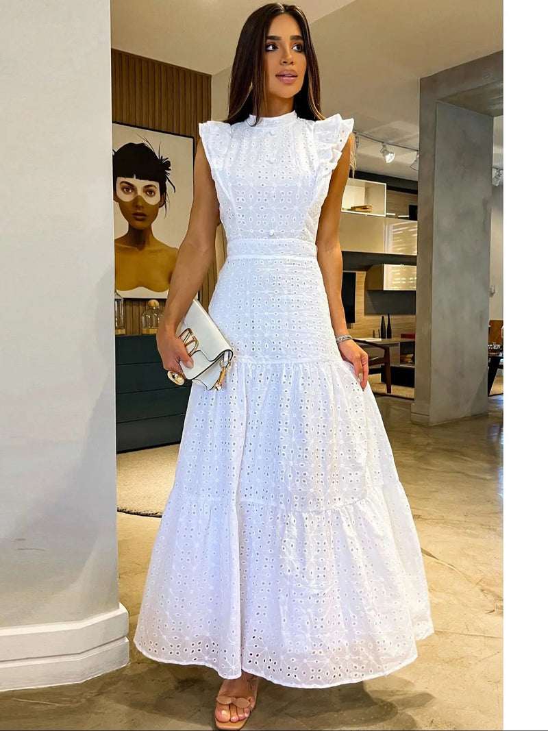 Vestido Feminino Longo Manga Voadora - Vennanci