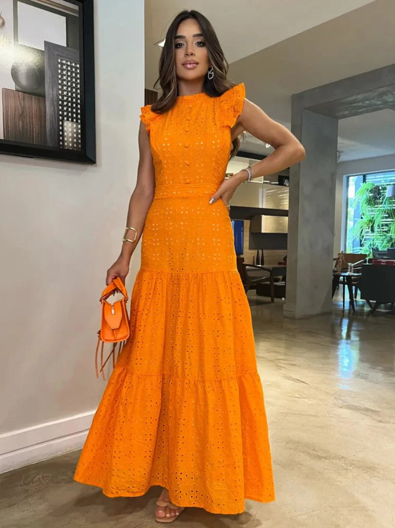 Vestido Feminino Longo Manga Voadora - Vennanci