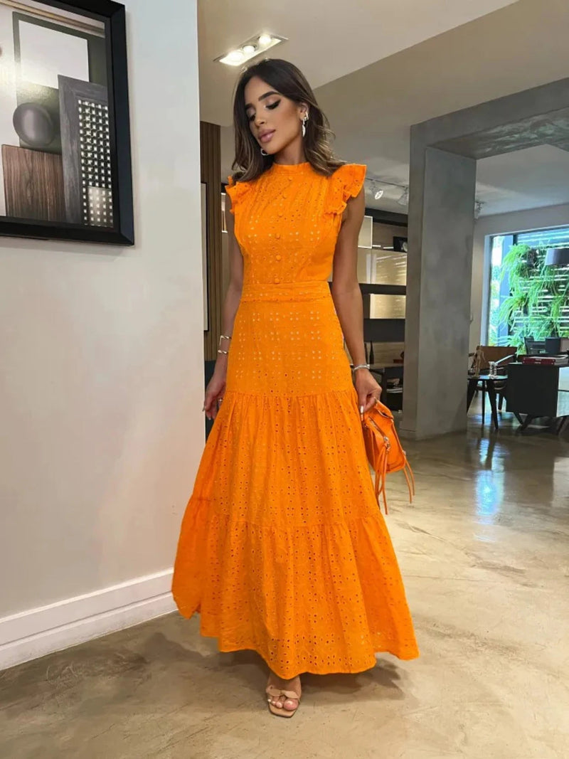 Vestido Feminino Longo Manga Voadora - Vennanci