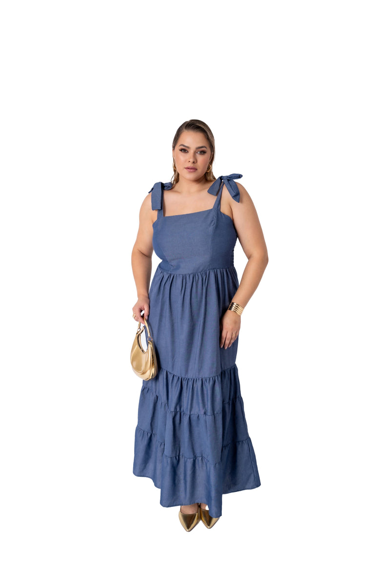Vestido Feminino Longo Plus Size Com Alça - Vennanci