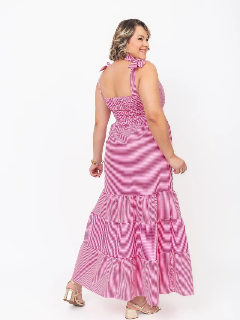 Vestido Feminino Longo Plus Size Com Alça - Vennanci