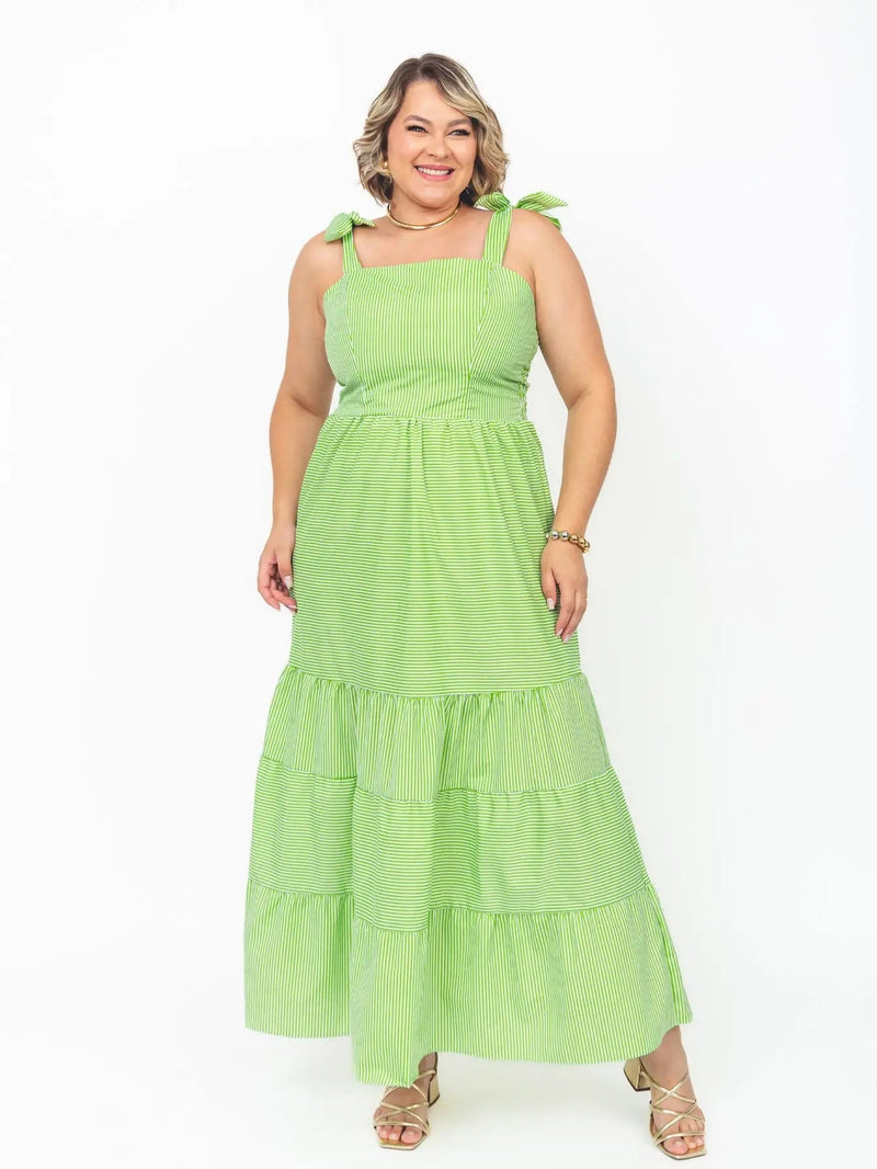 Vestido Feminino Longo Plus Size Com Alça - Vennanci