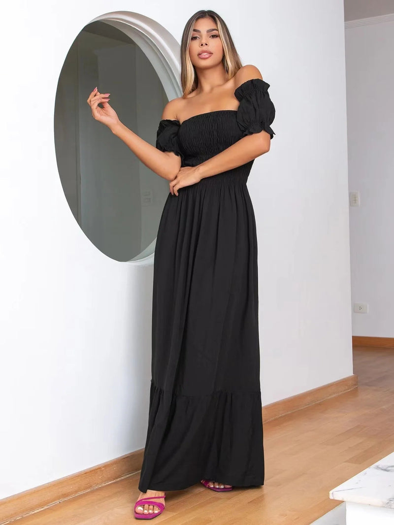 Vestido Longo Feminino Manga Curta - Vennanci