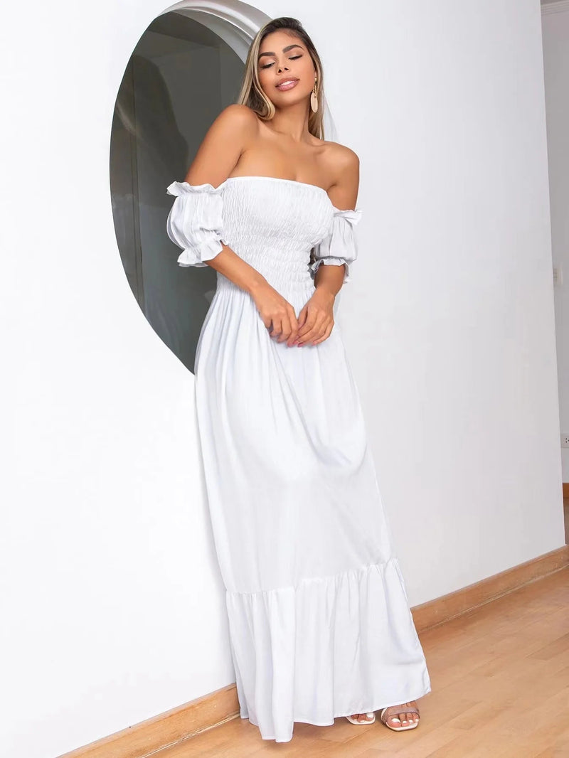 Vestido Longo Feminino Manga Curta - Vennanci