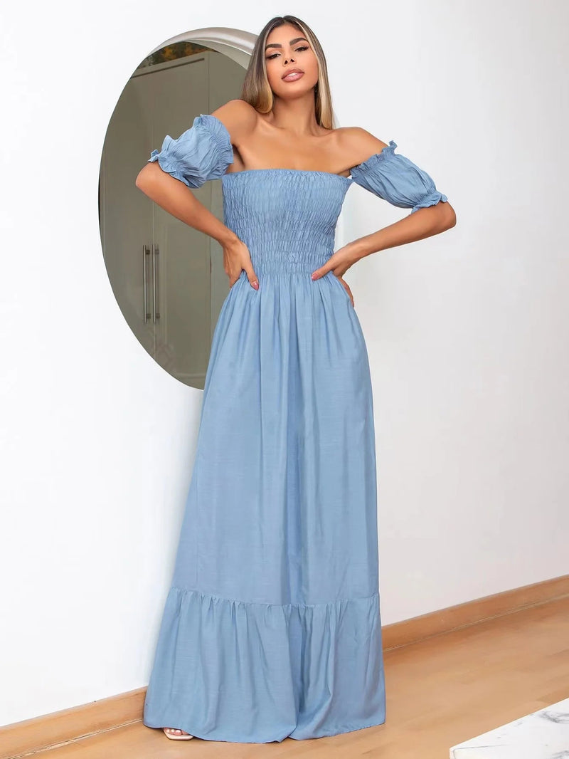 Vestido Longo Feminino Manga Curta - Vennanci