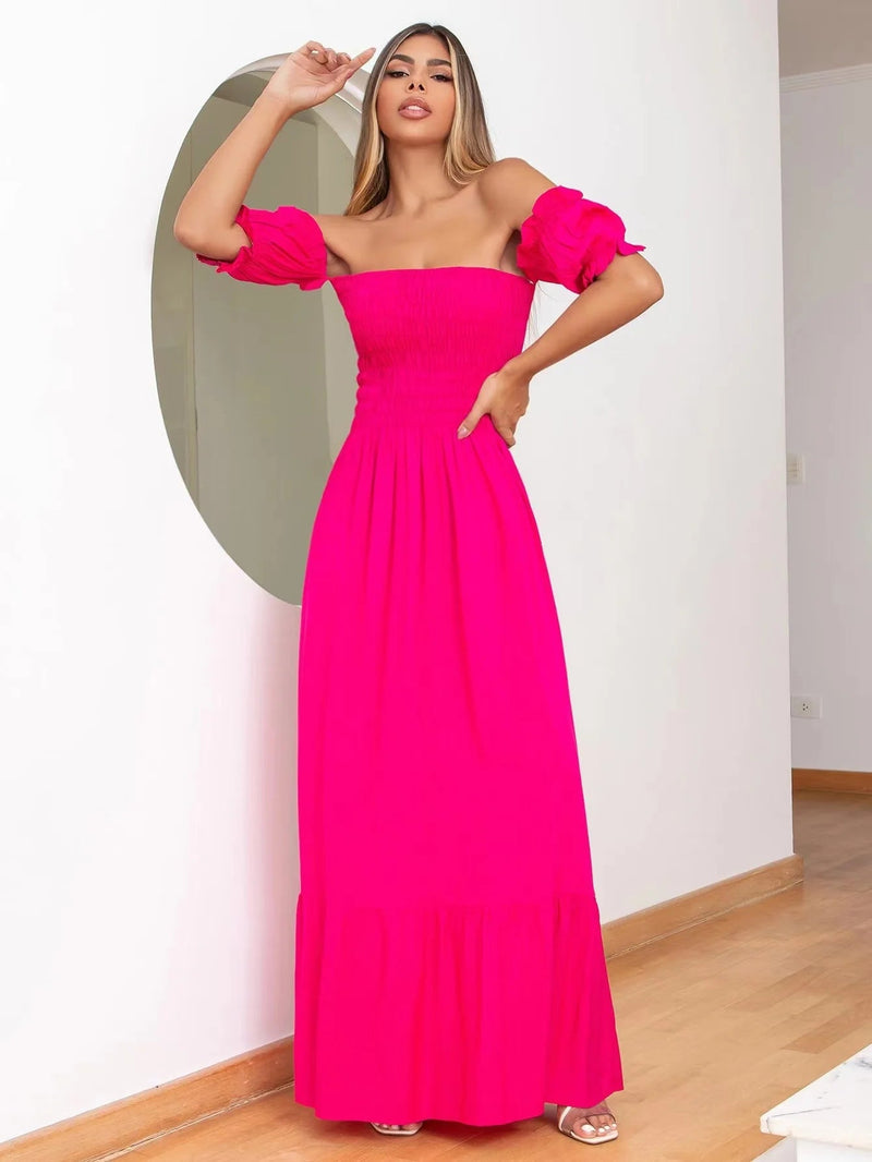 Vestido Longo Feminino Manga Curta - Vennanci