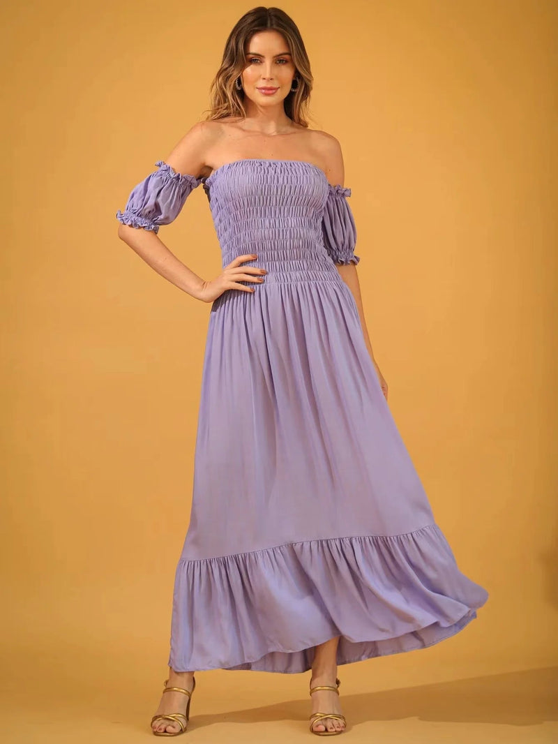 Vestido Longo Feminino Manga Curta - Vennanci