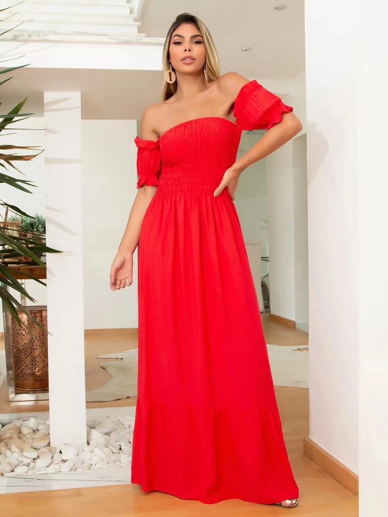 Vestido Longo Feminino Manga Curta - Vennanci